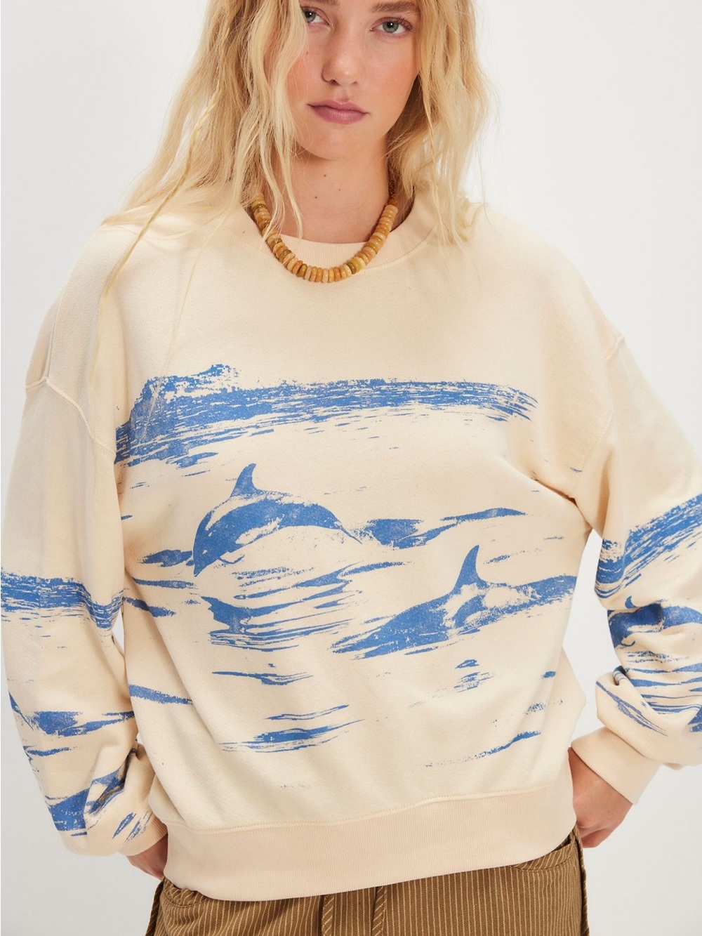 Daydreamer X Free People Dolphin Sweatshirt Sand NWOT Size M